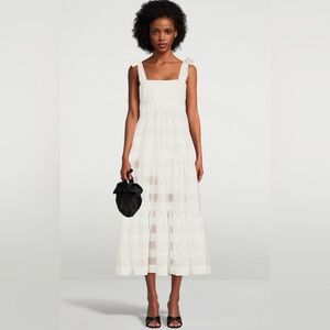 Zimmermann Rosa White Striped Midi Dress AU 2 US 6/8